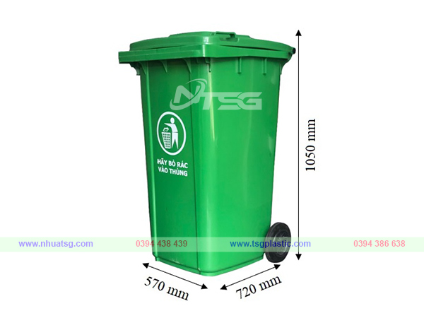 Kích thước thùng rác 240 lít nhựa HDPE
