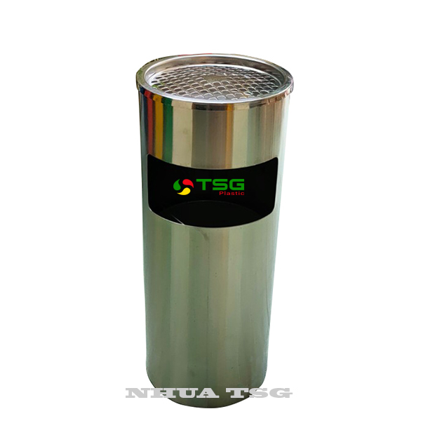 Thùng rác Inox Tròn Gạt Tàn Lớn