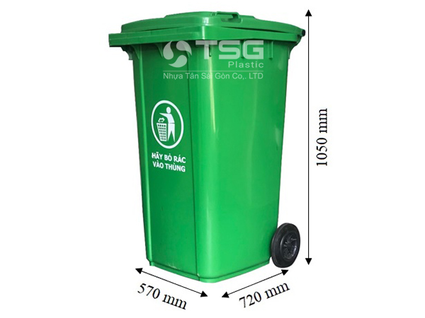 Kích thước thùng rác nhựa HDPE 240 lít