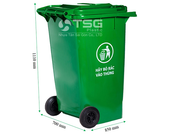Kích thước thùng rác nhựa HDPE 360 lít