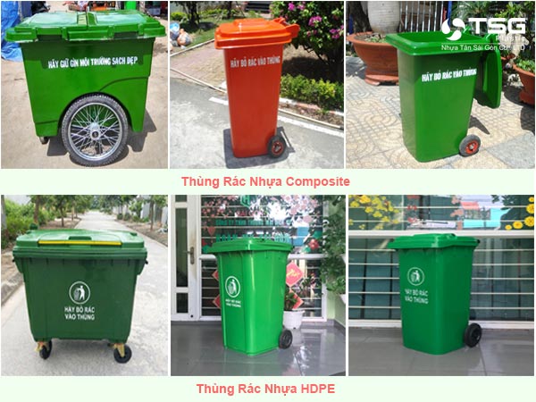 Kích thước thùng rác nhựa HDPE và Composite