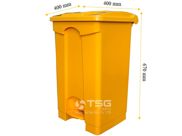 Kích thước thùng rác 70 lít màu vàng