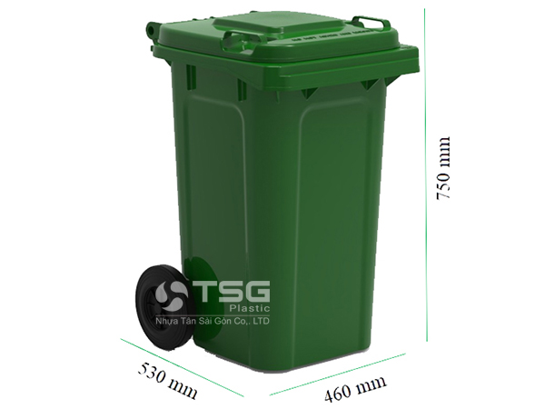 Kích thước thùng rác 85 lít màu xanh lá