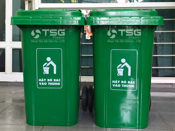 Thùng rác nhựa HDPE 85L xanh lá