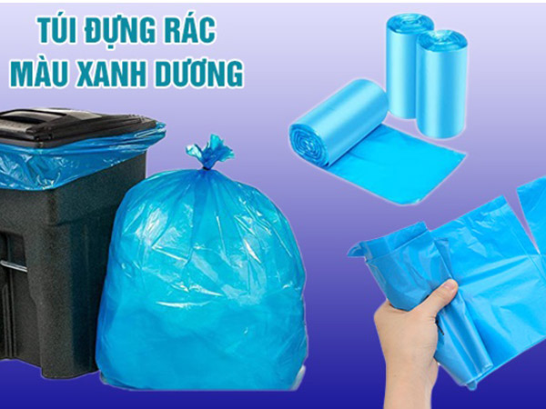 Túi đựng rác tự hủy màu xanh